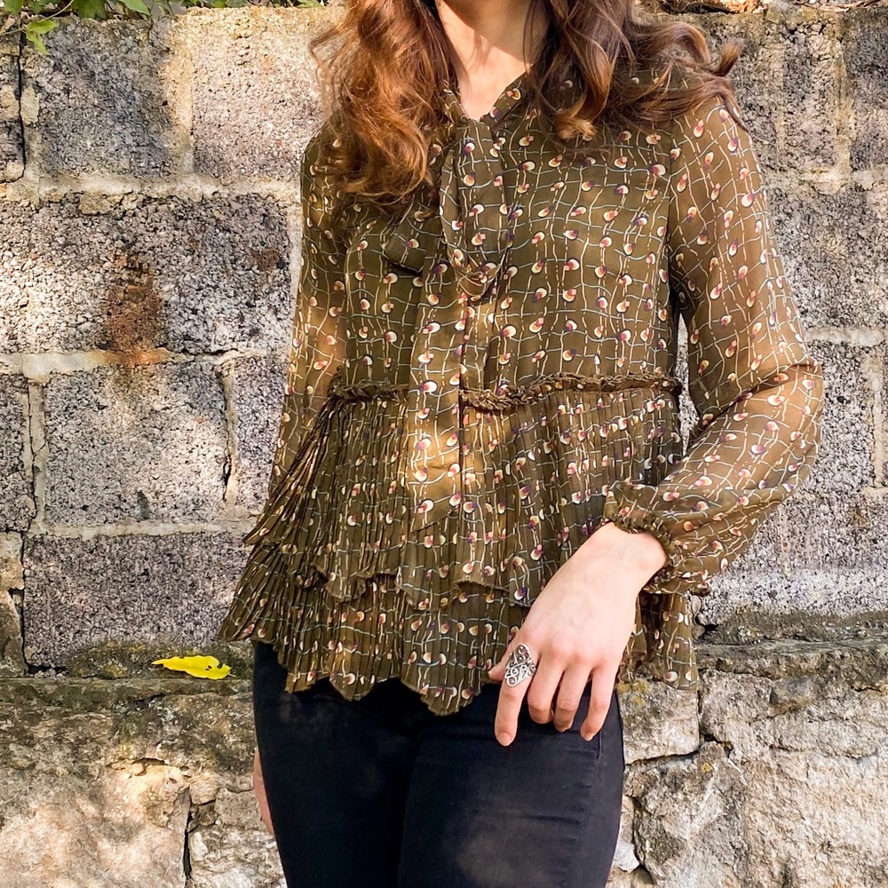 Olive Green Patterned Shirt